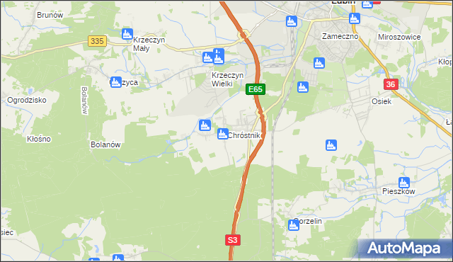 mapa Chróstnik, Chróstnik na mapie Targeo