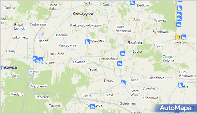 mapa Chruścińskie, Chruścińskie na mapie Targeo