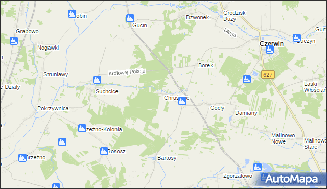 mapa Chruśnice, Chruśnice na mapie Targeo