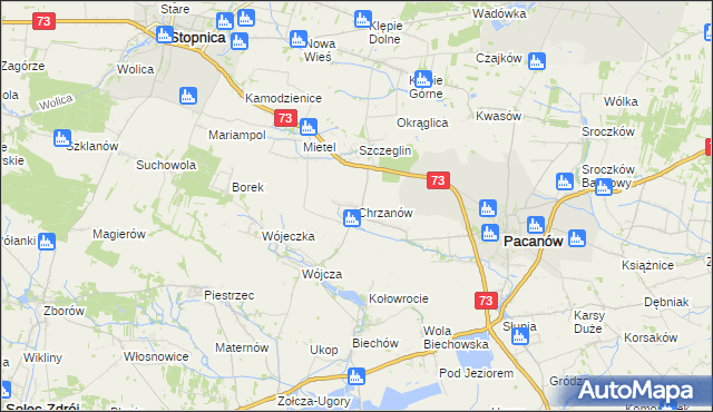 mapa Chrzanów gmina Pacanów, Chrzanów gmina Pacanów na mapie Targeo