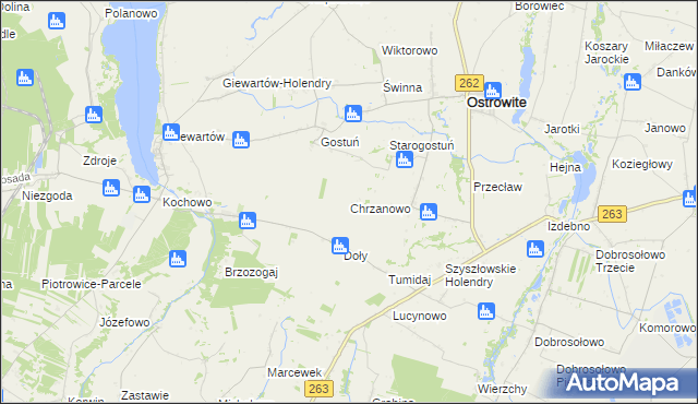 mapa Chrzanowo gmina Ostrowite, Chrzanowo gmina Ostrowite na mapie Targeo
