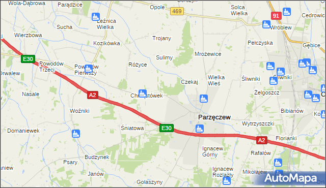 mapa Chrząstów Wielki, Chrząstów Wielki na mapie Targeo