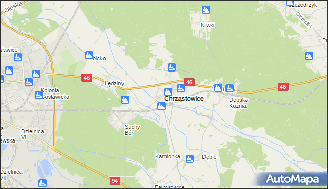 mapa Chrząstowice powiat opolski, Chrząstowice powiat opolski na mapie Targeo