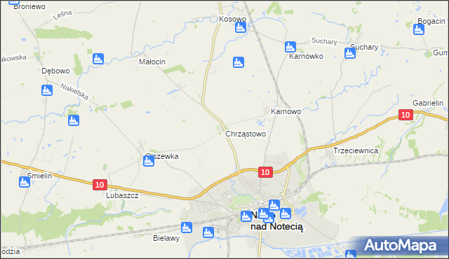 mapa Chrząstowo gmina Nakło nad Notecią, Chrząstowo gmina Nakło nad Notecią na mapie Targeo