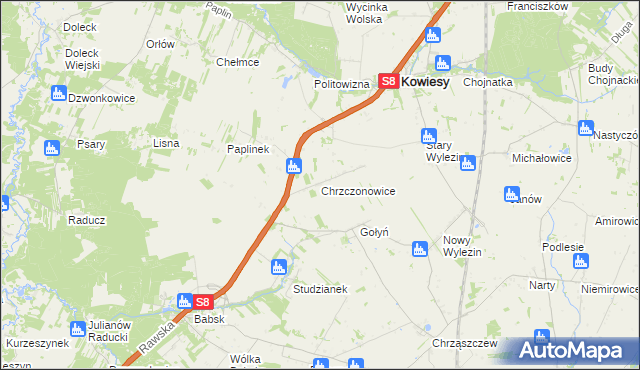 mapa Chrzczonowice, Chrzczonowice na mapie Targeo