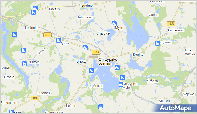 mapa Chrzypsko Wielkie, Chrzypsko Wielkie na mapie Targeo