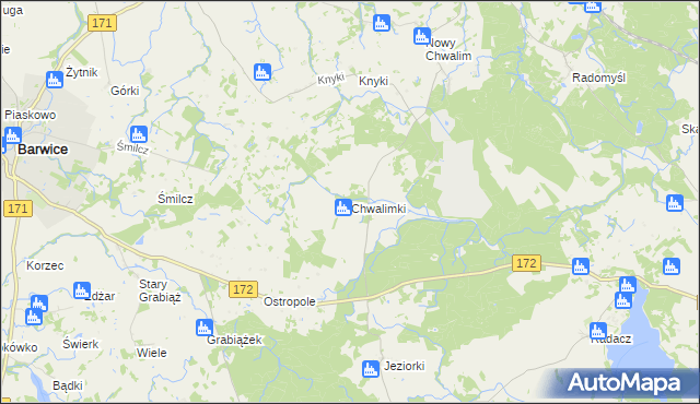 mapa Chwalimki, Chwalimki na mapie Targeo