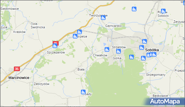 mapa Chwałków, Chwałków na mapie Targeo