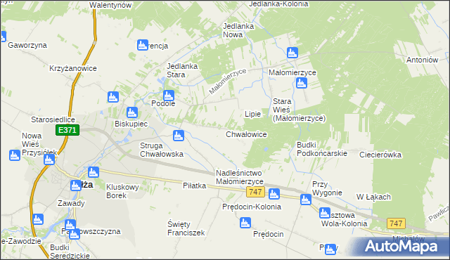 mapa Chwałowice gmina Iłża, Chwałowice gmina Iłża na mapie Targeo