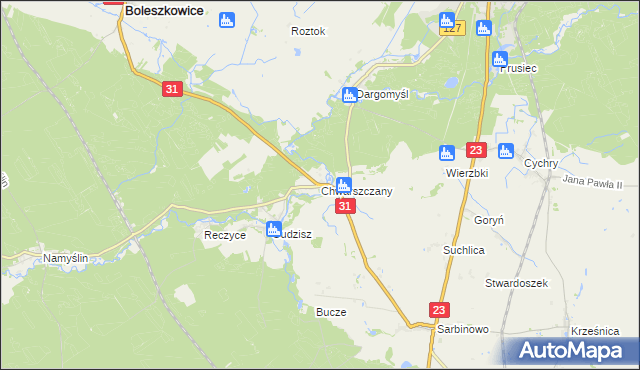 mapa Chwarszczany, Chwarszczany na mapie Targeo