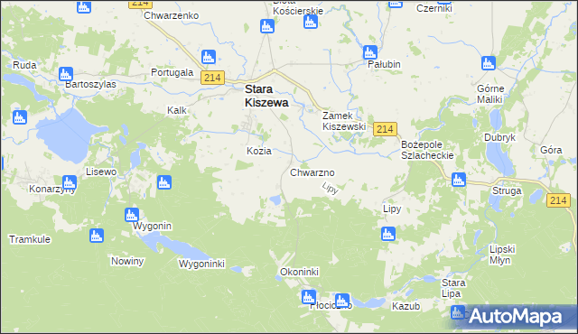 mapa Chwarzno, Chwarzno na mapie Targeo