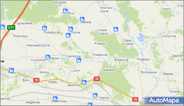 mapa Chwaścice, Chwaścice na mapie Targeo