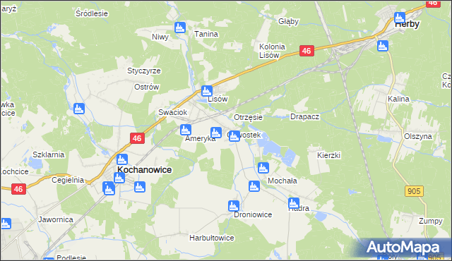 mapa Chwostek, Chwostek na mapie Targeo