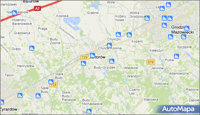 mapa Chylice gmina Jaktorów, Chylice gmina Jaktorów na mapie Targeo