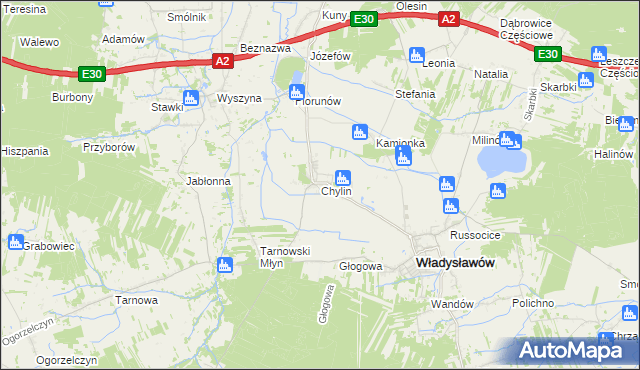 mapa Chylin gmina Władysławów, Chylin gmina Władysławów na mapie Targeo