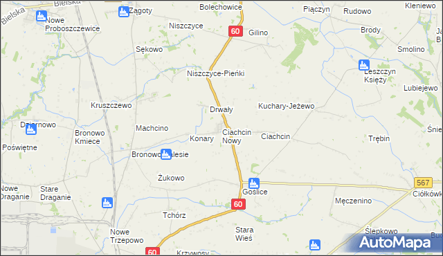 mapa Ciachcin Nowy, Ciachcin Nowy na mapie Targeo
