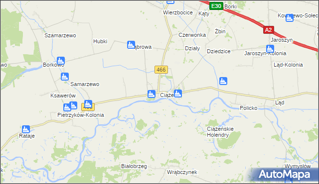 mapa Ciążeń, Ciążeń na mapie Targeo