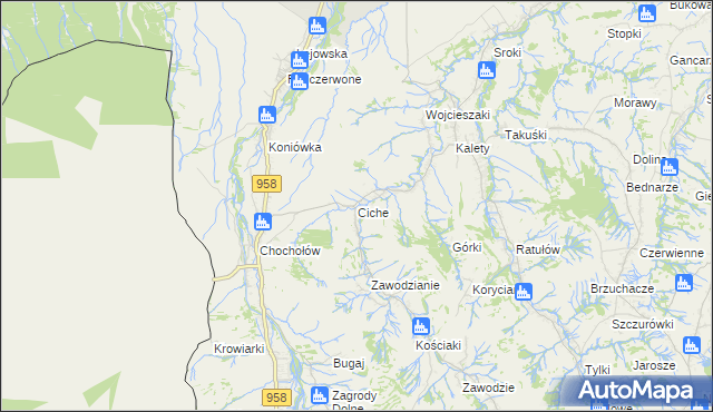 mapa Ciche gmina Czarny Dunajec, Ciche gmina Czarny Dunajec na mapie Targeo