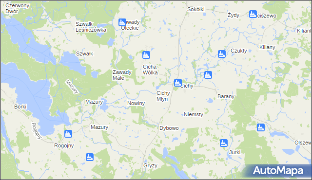 mapa Cichy Młyn, Cichy Młyn na mapie Targeo