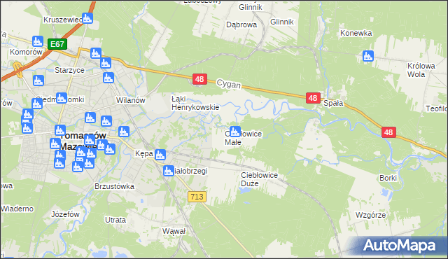 mapa Ciebłowice Małe, Ciebłowice Małe na mapie Targeo