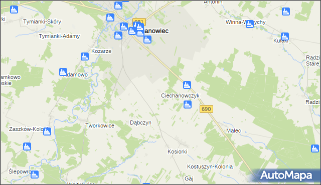 mapa Ciechanowczyk, Ciechanowczyk na mapie Targeo