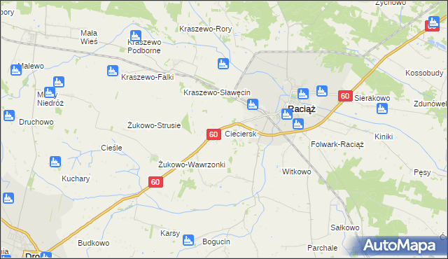 mapa Cieciersk, Cieciersk na mapie Targeo