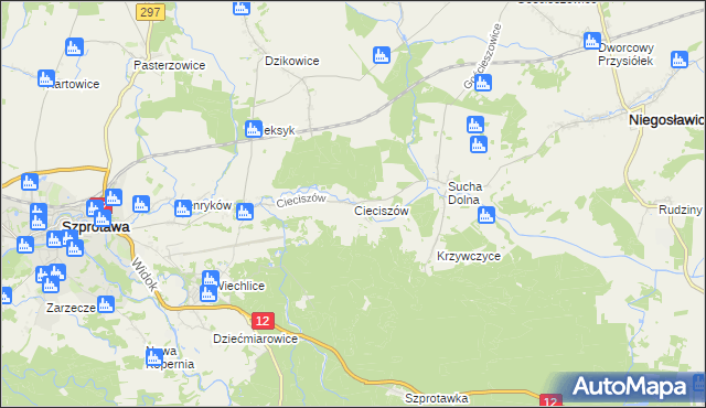 mapa Cieciszów, Cieciszów na mapie Targeo