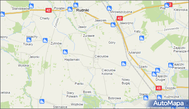 mapa Cieciułów, Cieciułów na mapie Targeo