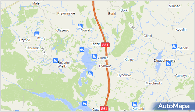 mapa Ciernie gmina Prostki, Ciernie gmina Prostki na mapie Targeo