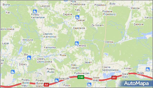 mapa Cierpisz gmina Sędziszów Małopolski, Cierpisz gmina Sędziszów Małopolski na mapie Targeo