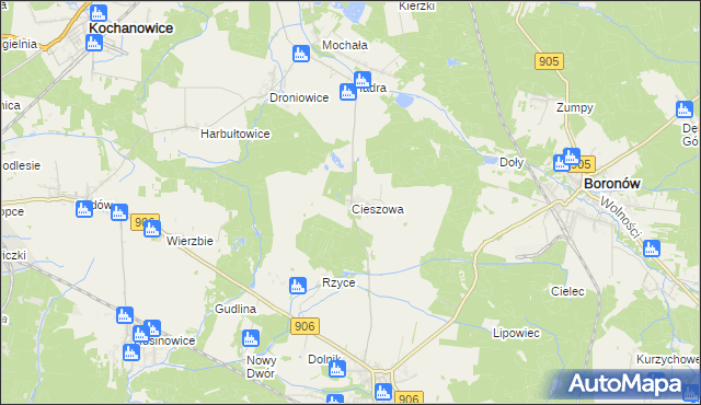 mapa Cieszowa, Cieszowa na mapie Targeo