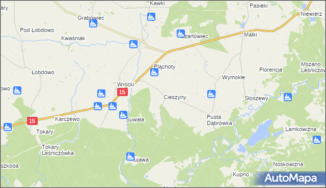mapa Cieszyny gmina Golub-Dobrzyń, Cieszyny gmina Golub-Dobrzyń na mapie Targeo