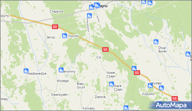 mapa Cis gmina Świętajno, Cis gmina Świętajno na mapie Targeo