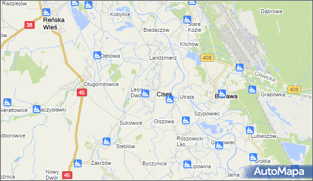 mapa Cisek, Cisek na mapie Targeo