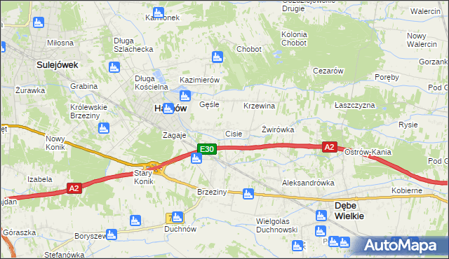 mapa Cisie gmina Halinów, Cisie gmina Halinów na mapie Targeo