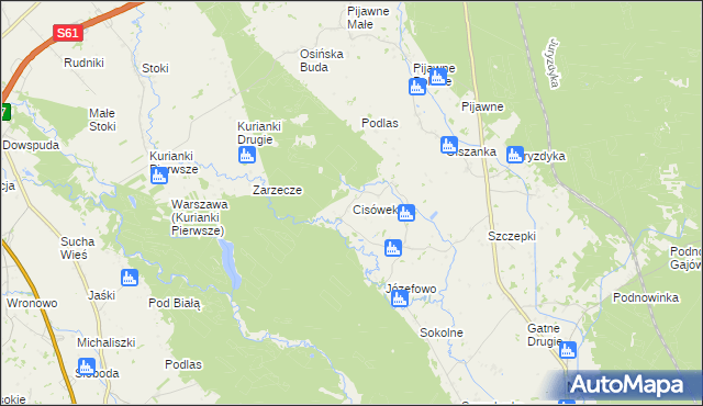 mapa Cisówek gmina Nowinka, Cisówek gmina Nowinka na mapie Targeo