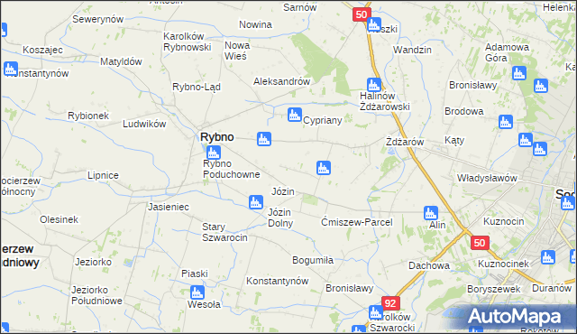 mapa Ćmiszew Rybnowski, Ćmiszew Rybnowski na mapie Targeo