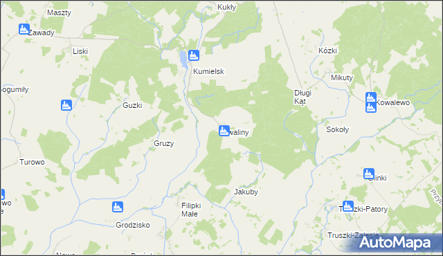 mapa Cwaliny gmina Biała Piska, Cwaliny gmina Biała Piska na mapie Targeo