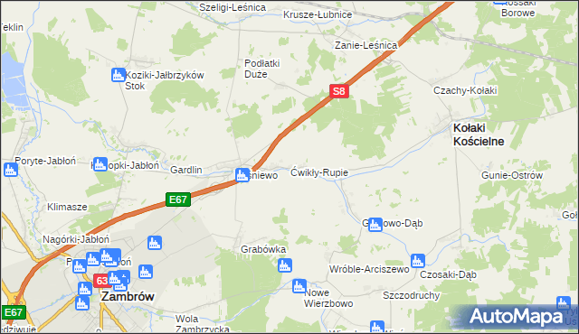 mapa Ćwikły-Rupie, Ćwikły-Rupie na mapie Targeo