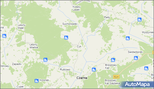 mapa Cyk gmina Czarnia, Cyk gmina Czarnia na mapie Targeo