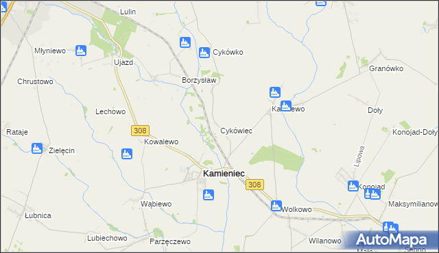 mapa Cykówiec, Cykówiec na mapie Targeo