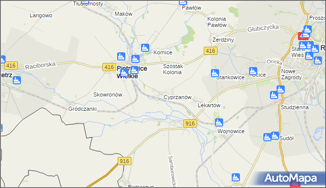 mapa Cyprzanów, Cyprzanów na mapie Targeo