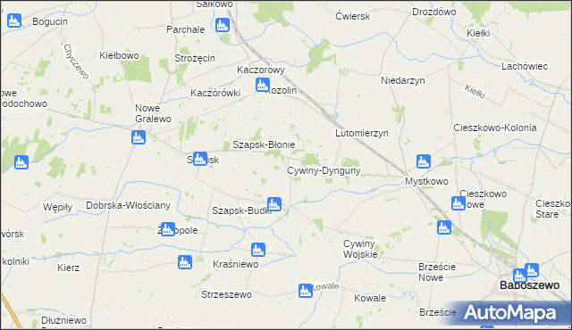 mapa Cywiny-Dynguny, Cywiny-Dynguny na mapie Targeo