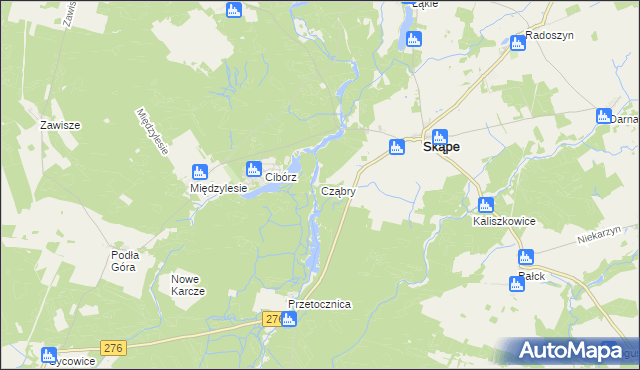 mapa Cząbry, Cząbry na mapie Targeo