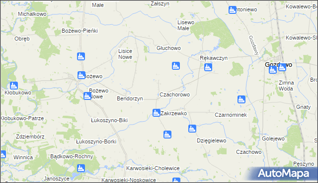 mapa Czachorowo gmina Gozdowo, Czachorowo gmina Gozdowo na mapie Targeo