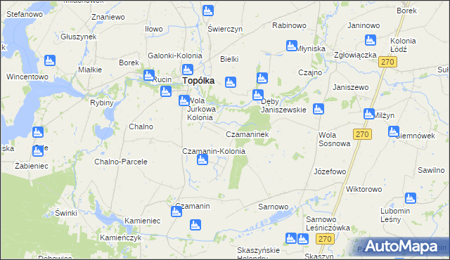 mapa Czamaninek, Czamaninek na mapie Targeo