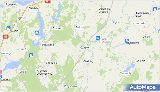 mapa Czaple gmina Ełk, Czaple gmina Ełk na mapie Targeo