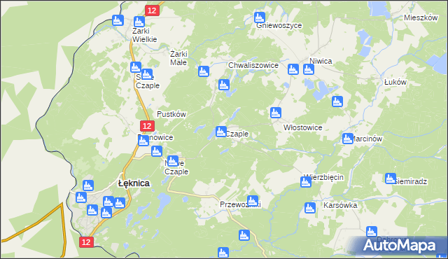 mapa Czaple gmina Trzebiel, Czaple gmina Trzebiel na mapie Targeo