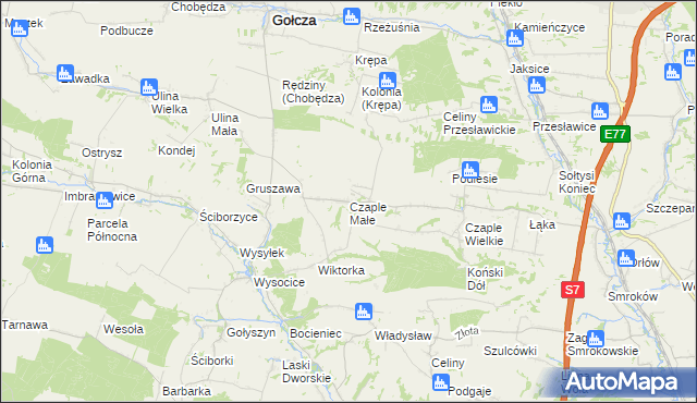 mapa Czaple Małe, Czaple Małe na mapie Targeo