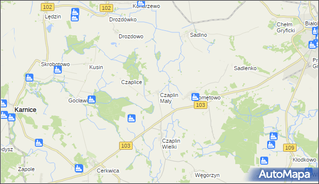 mapa Czaplin Mały, Czaplin Mały na mapie Targeo